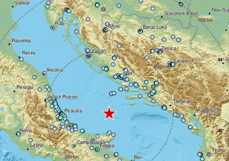 Potres jačine 5,4 usred Jadranskog mora: Osjetio se u Hrvatskoj i Italiji