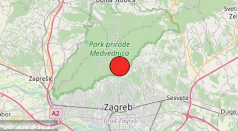 Umjeren potres magnitude 3.1 po Richteru u Zagrebu